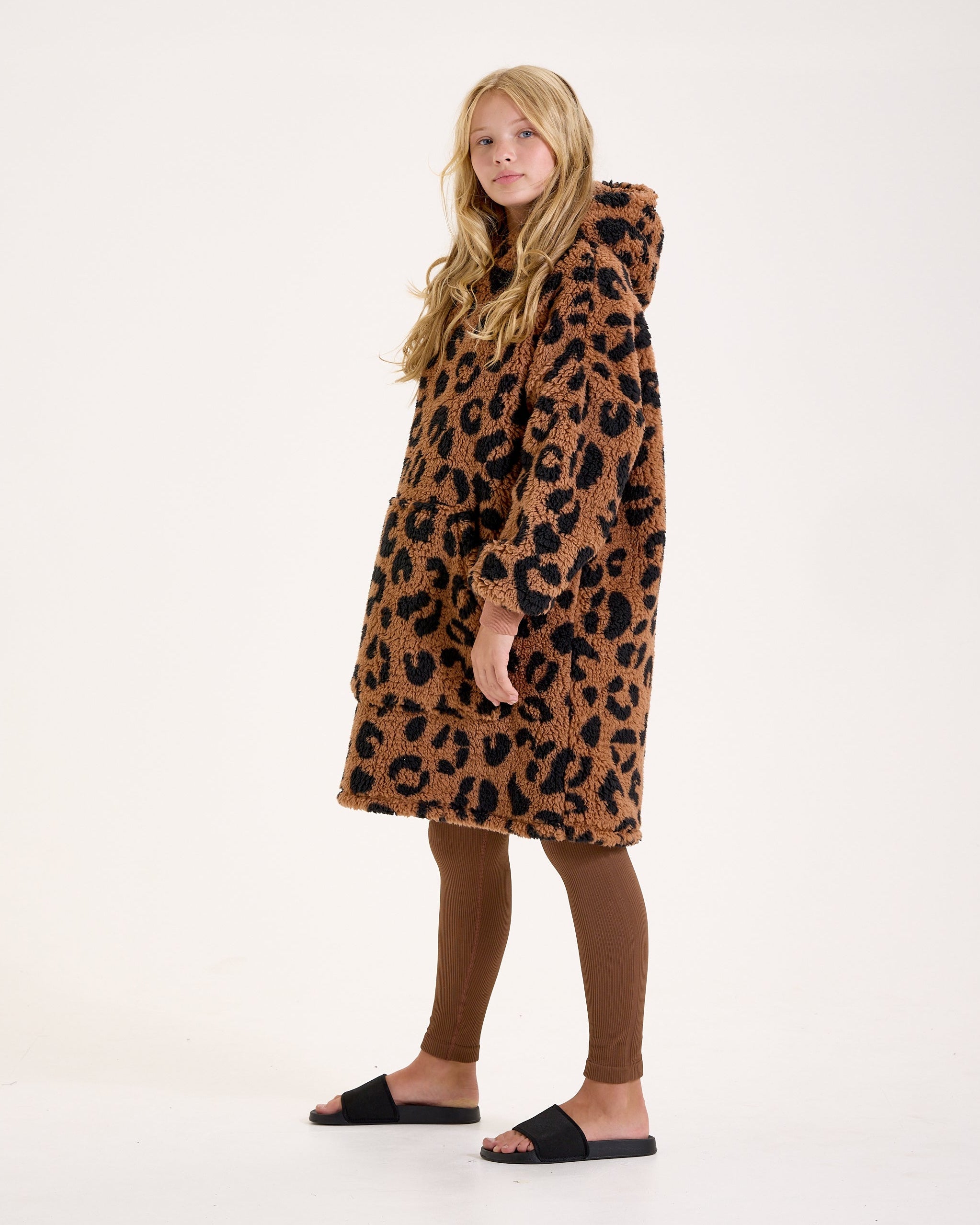 Leopard Print Hooded Blanket