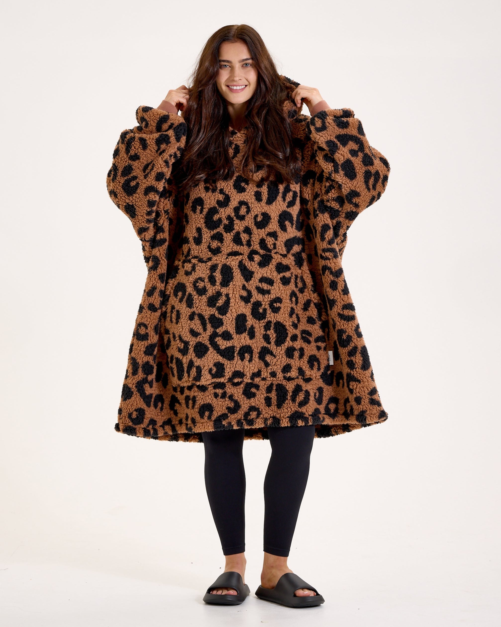 Leopard Print Hooded Blanket