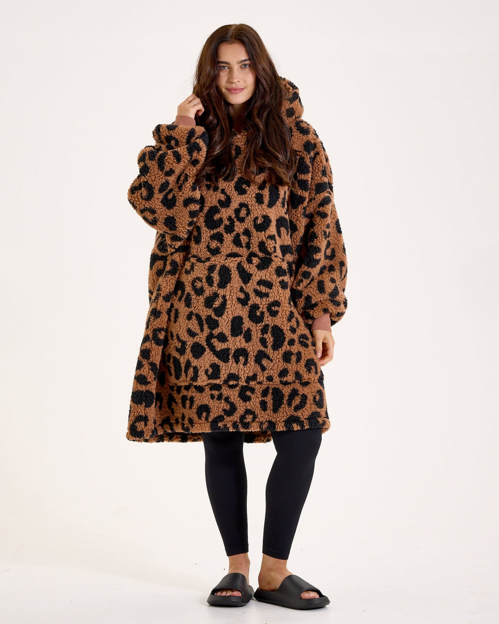 Leopard Print Hooded Blanket