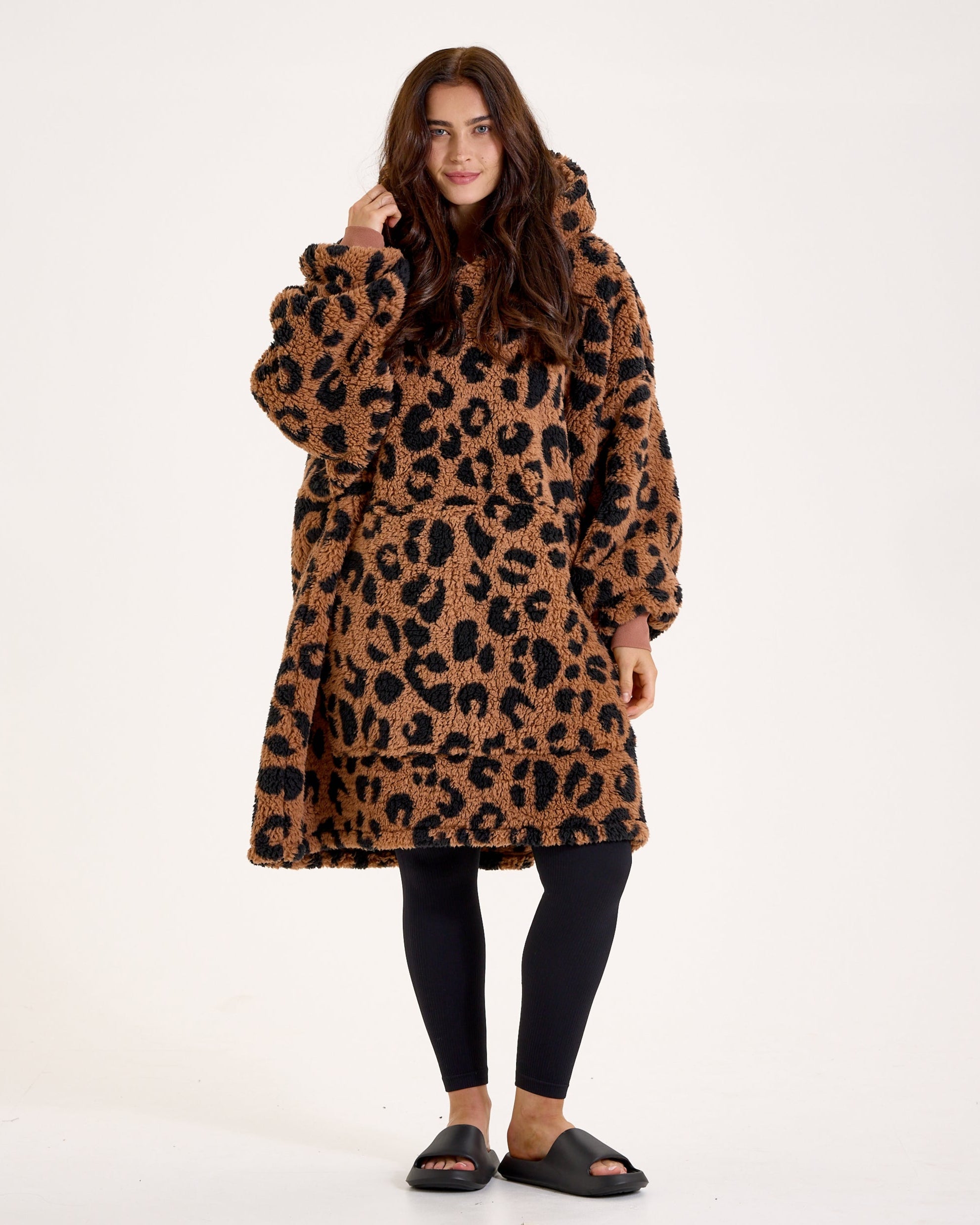 Leopard Print Hooded Blanket