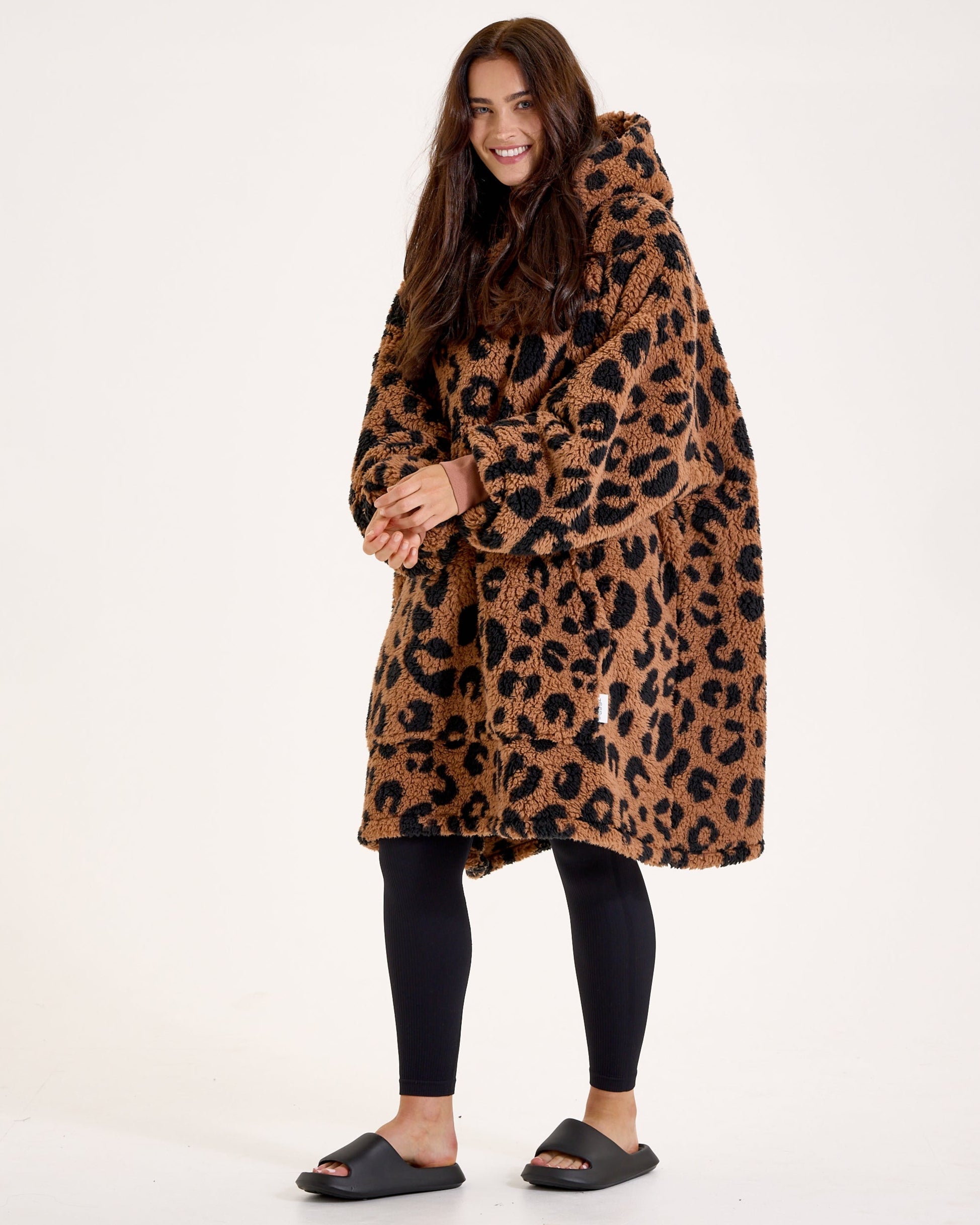 Leopard Print Hooded Blanket
