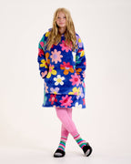 Blue Flower Power Hooded Blanket