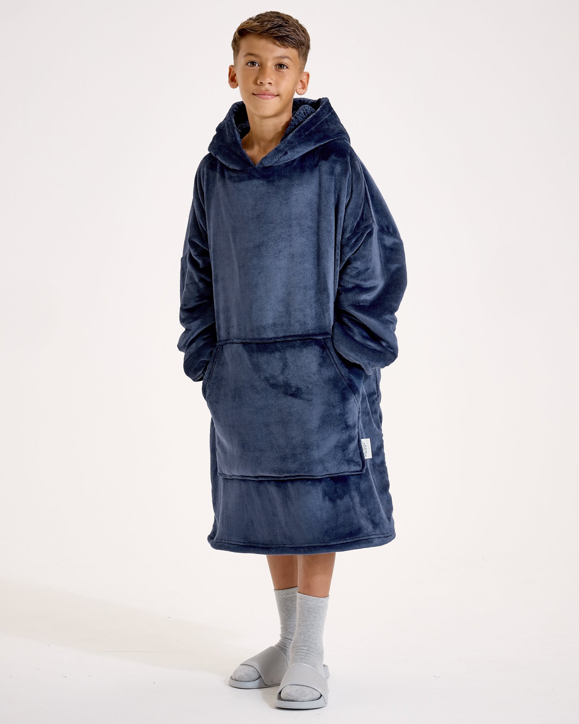 Kids Navy Hooded Blanket