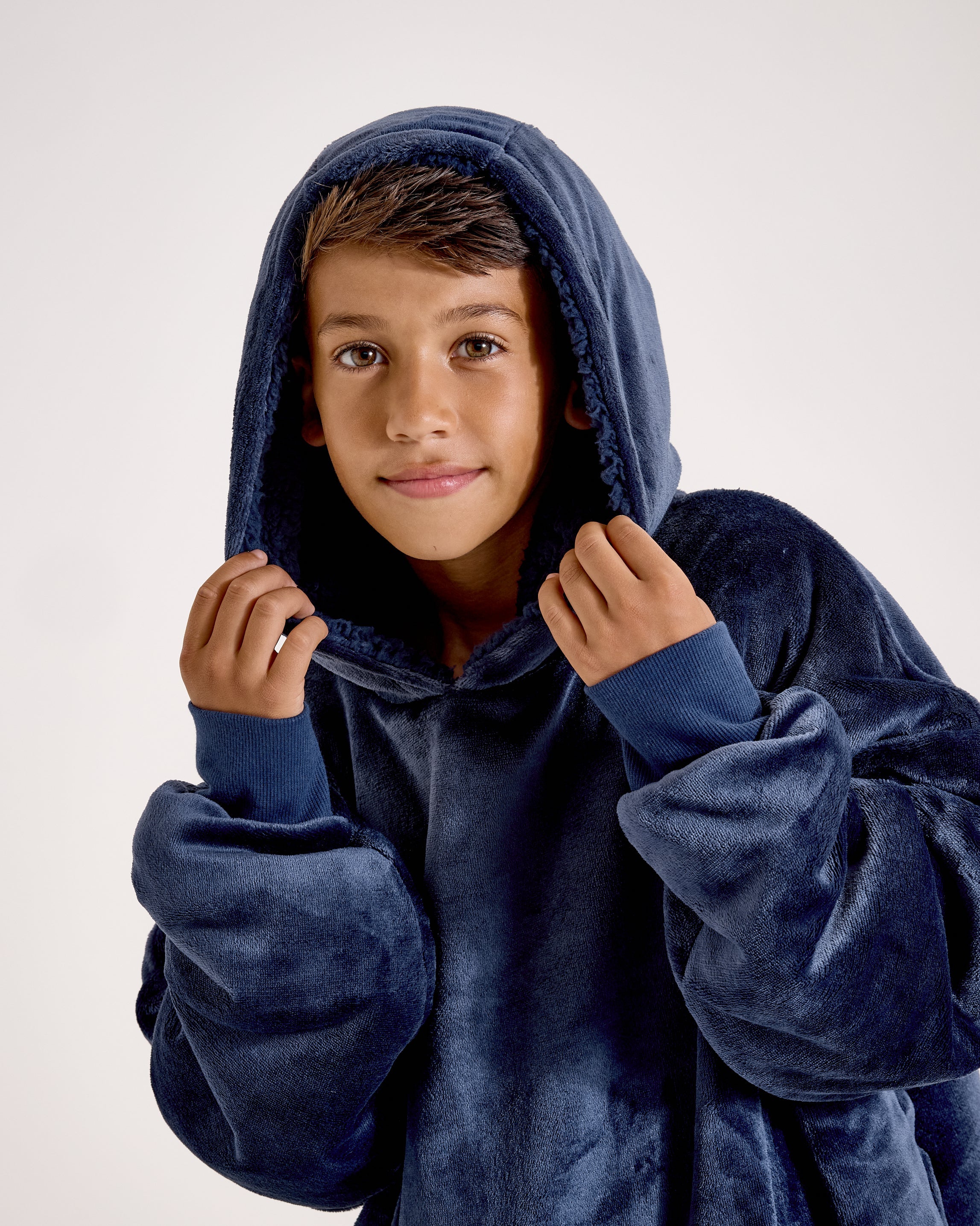 Kids Navy Hooded Blanket