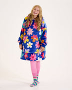 Blue Flower Power Hooded Blanket