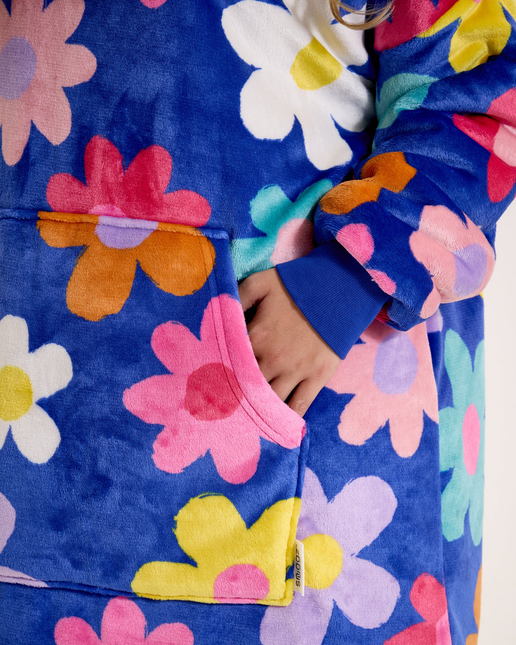 Blue Flower Power Hooded Blanket