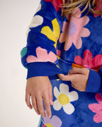Blue Flower Power Hooded Blanket
