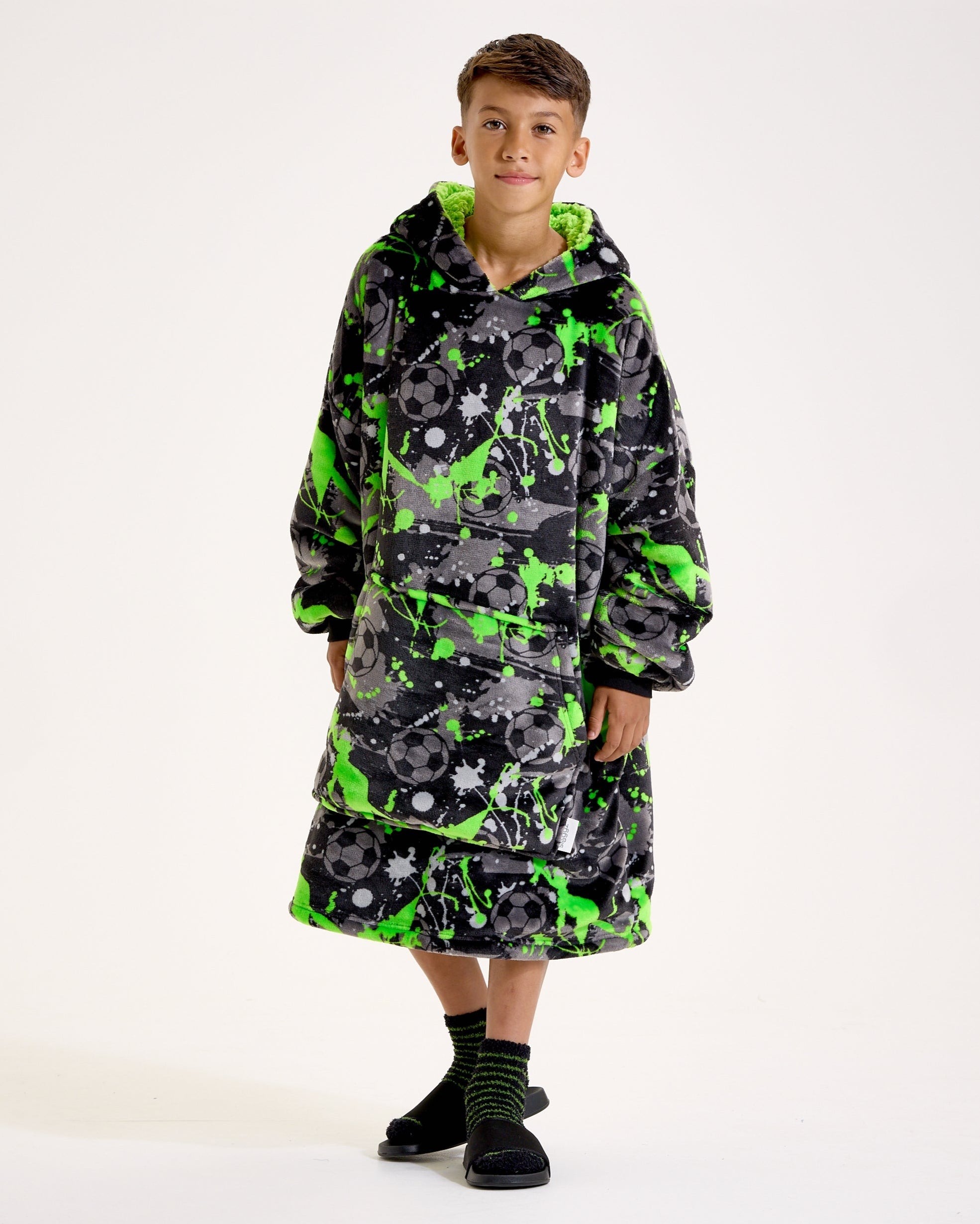 Kids Football Graffiti Hooded Blanket