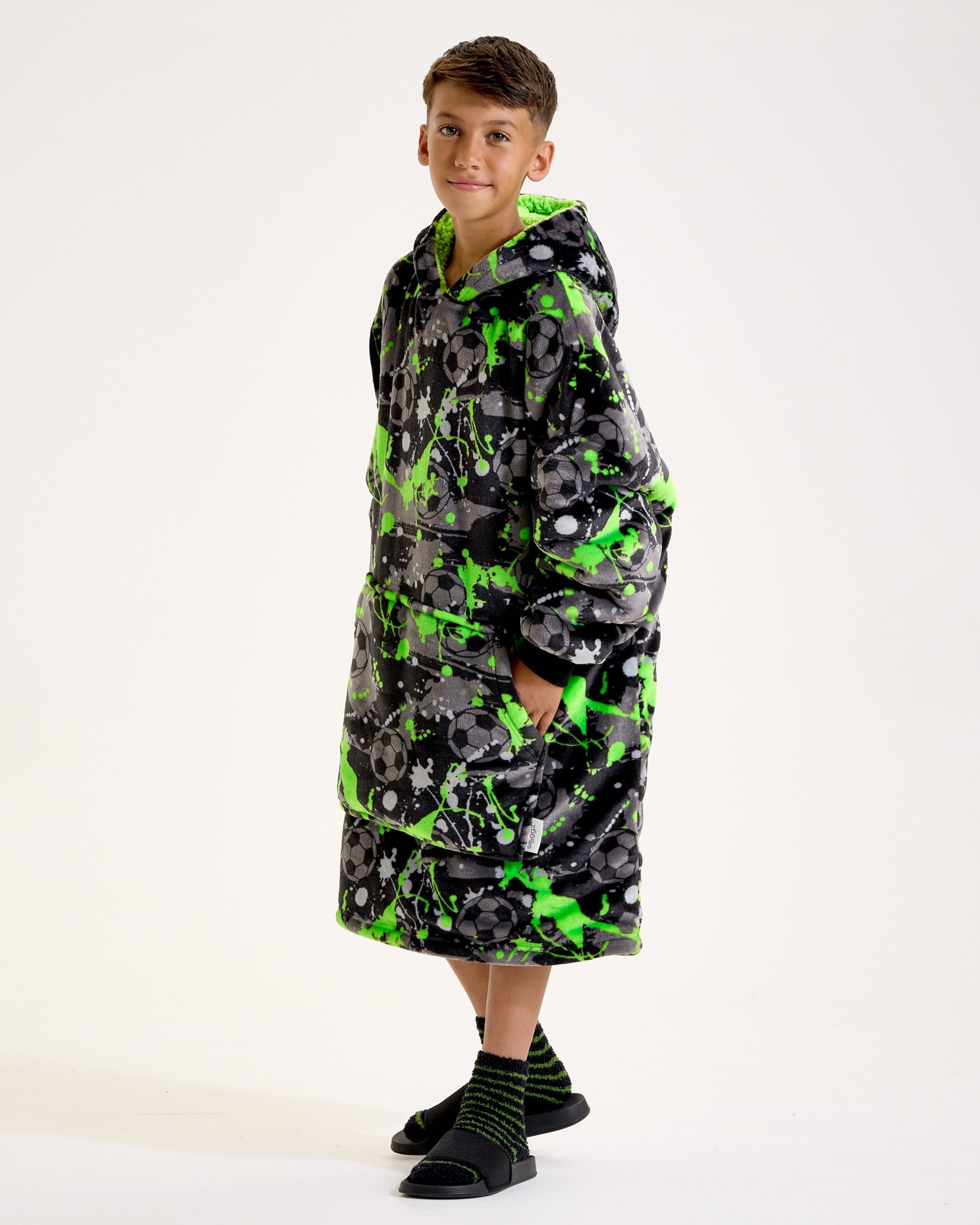 Kids Football Graffiti Hooded Blanket