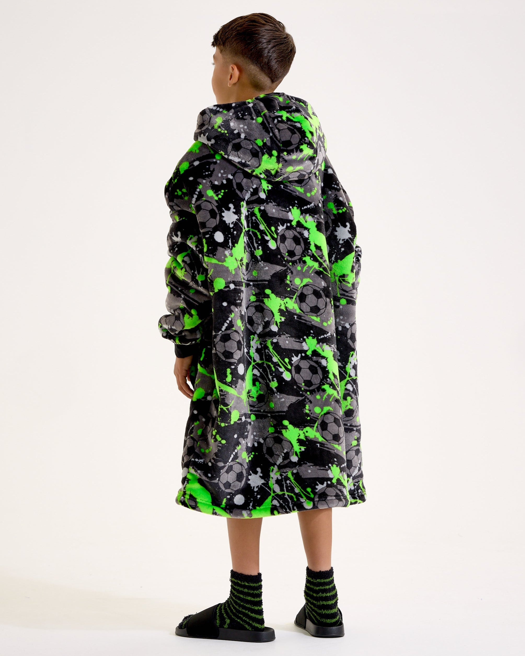 Kids Football Graffiti Hooded Blanket