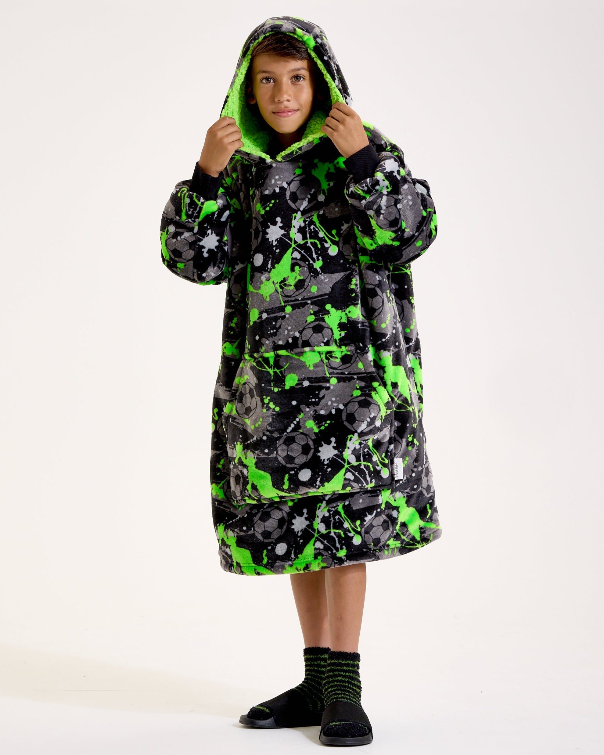Kids Football Graffiti Hooded Blanket