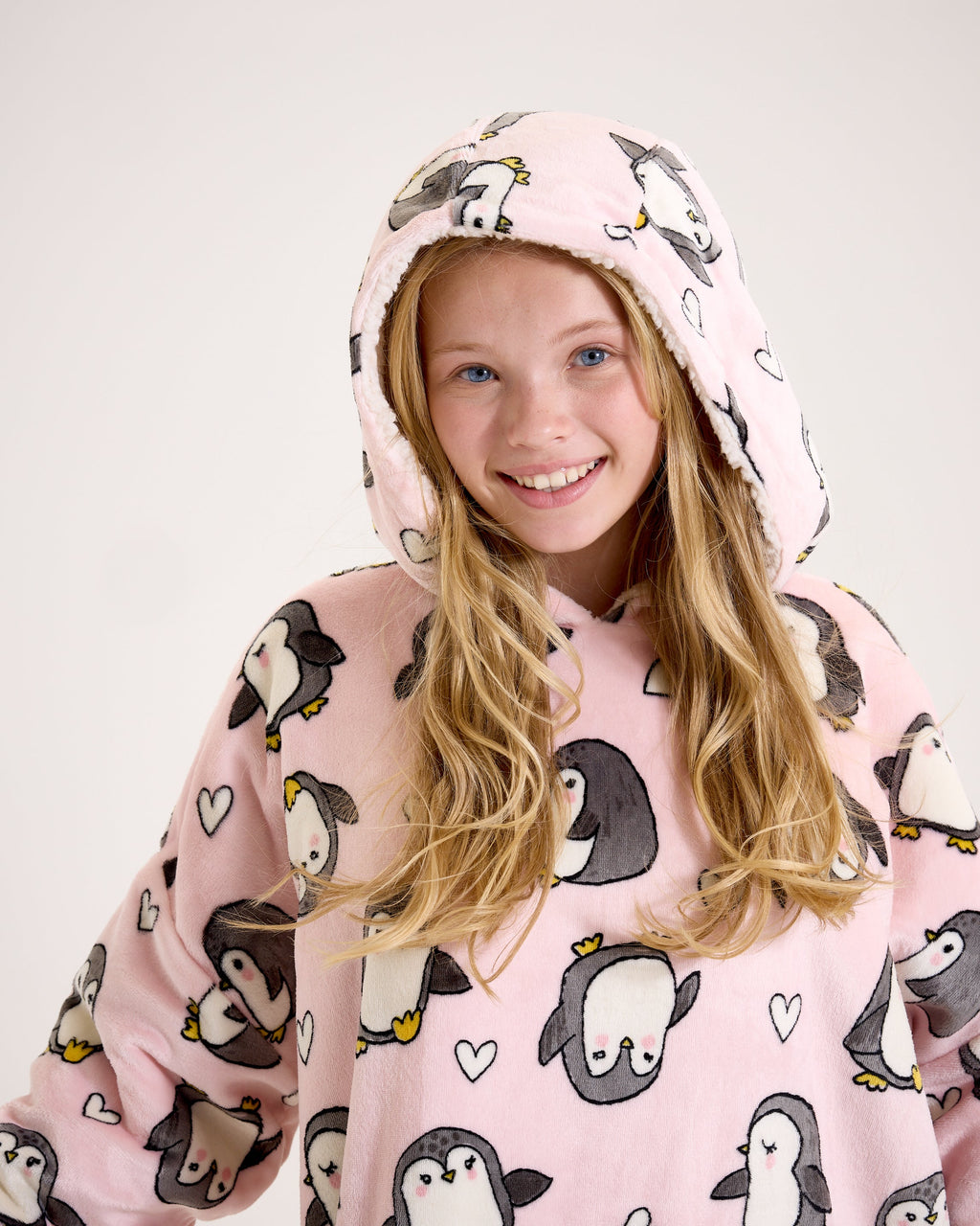 Kids Penguin Hooded Blanket