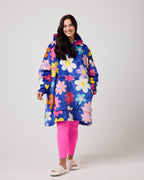 Blue Flower Power Hooded Blanket