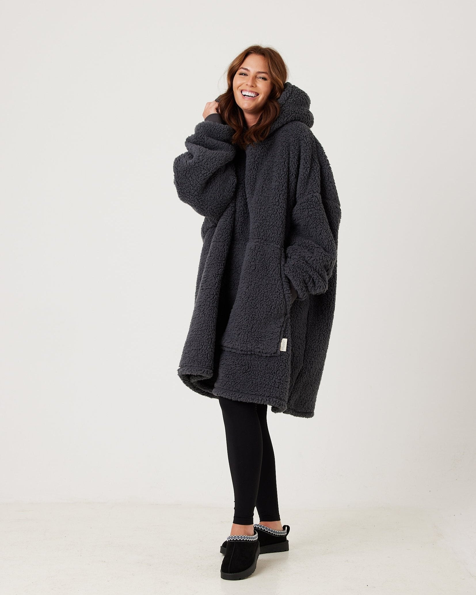 Charcoal Grey Hooded Blanket
