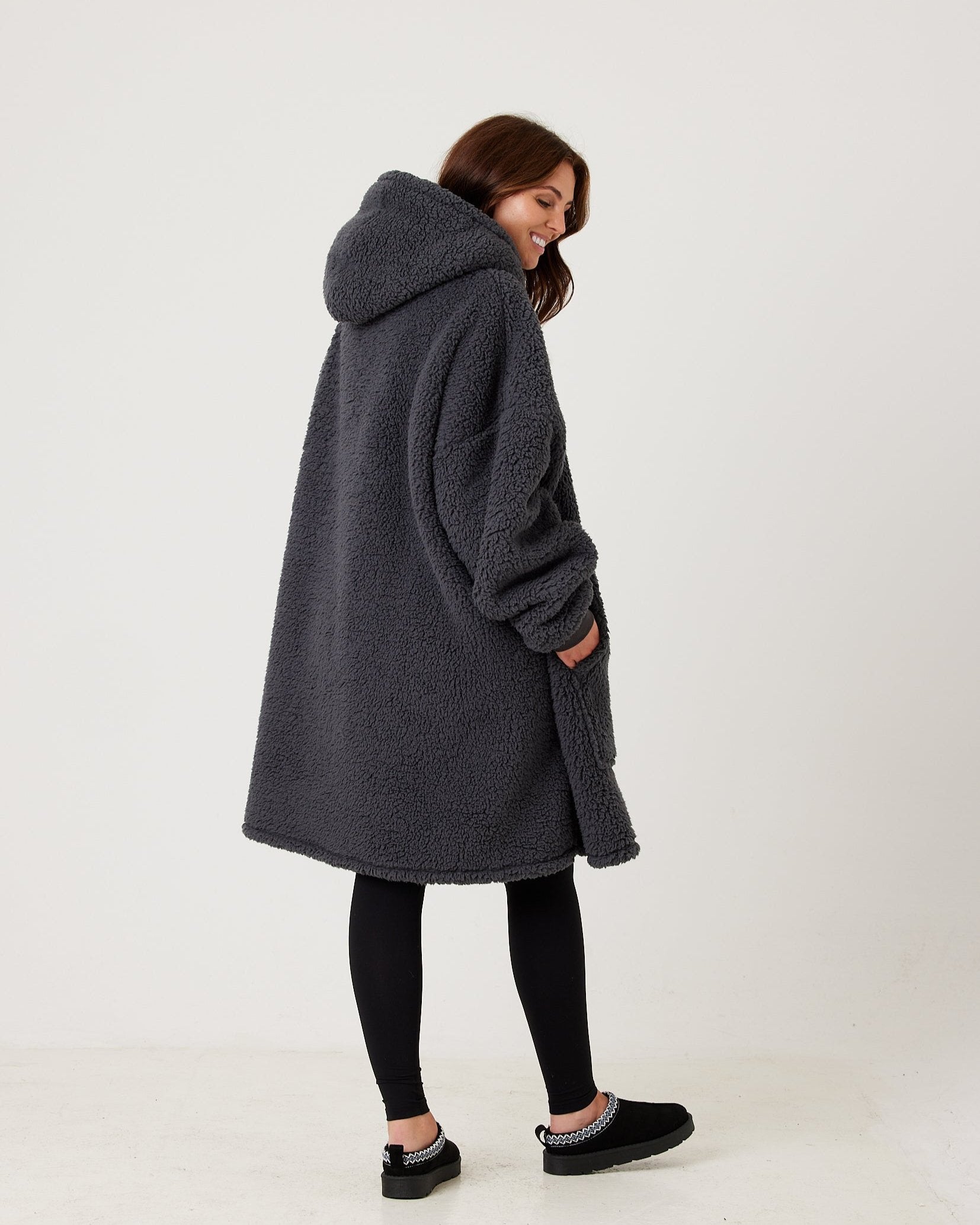 Charcoal Grey Hooded Blanket