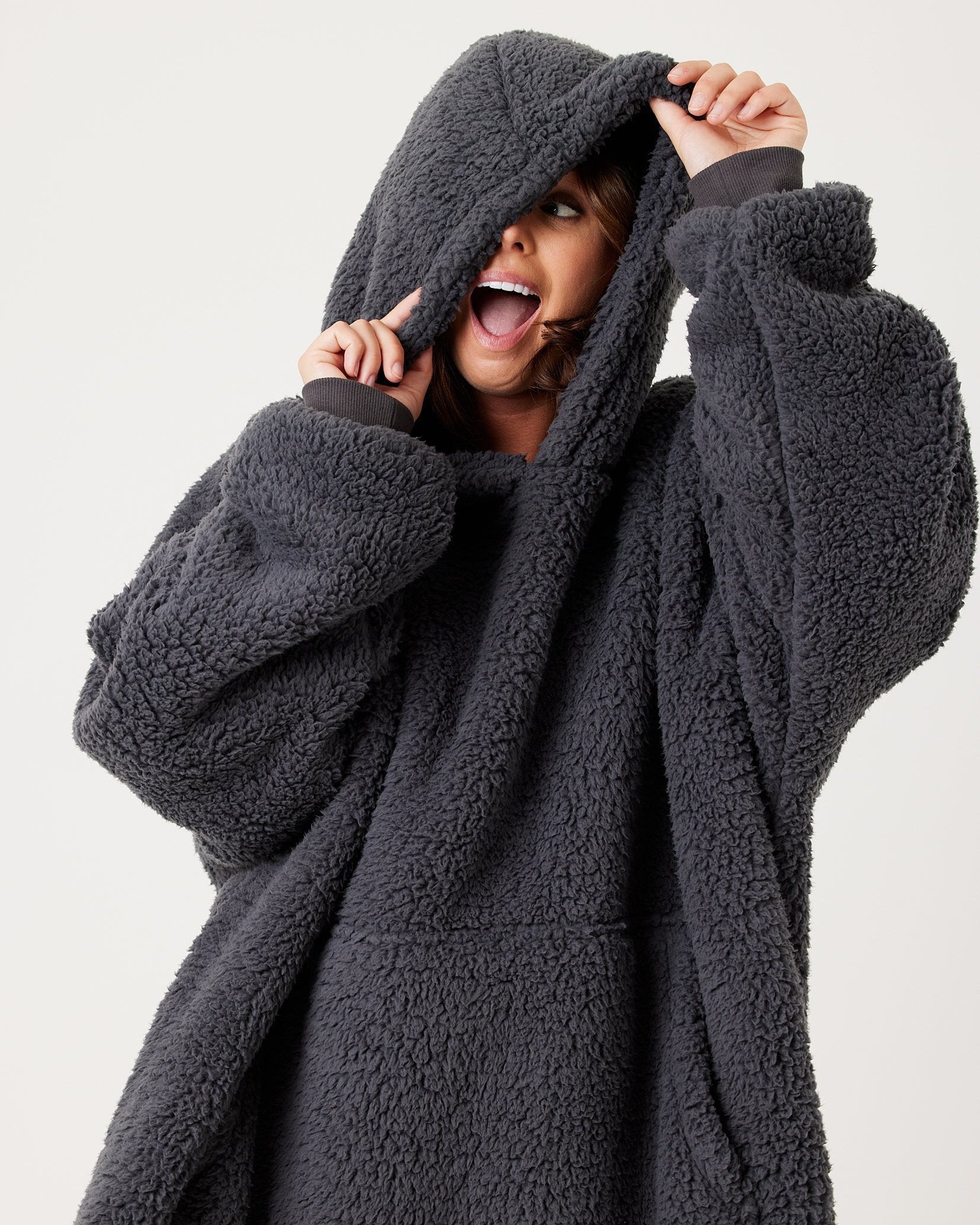 Charcoal Grey Hooded Blanket