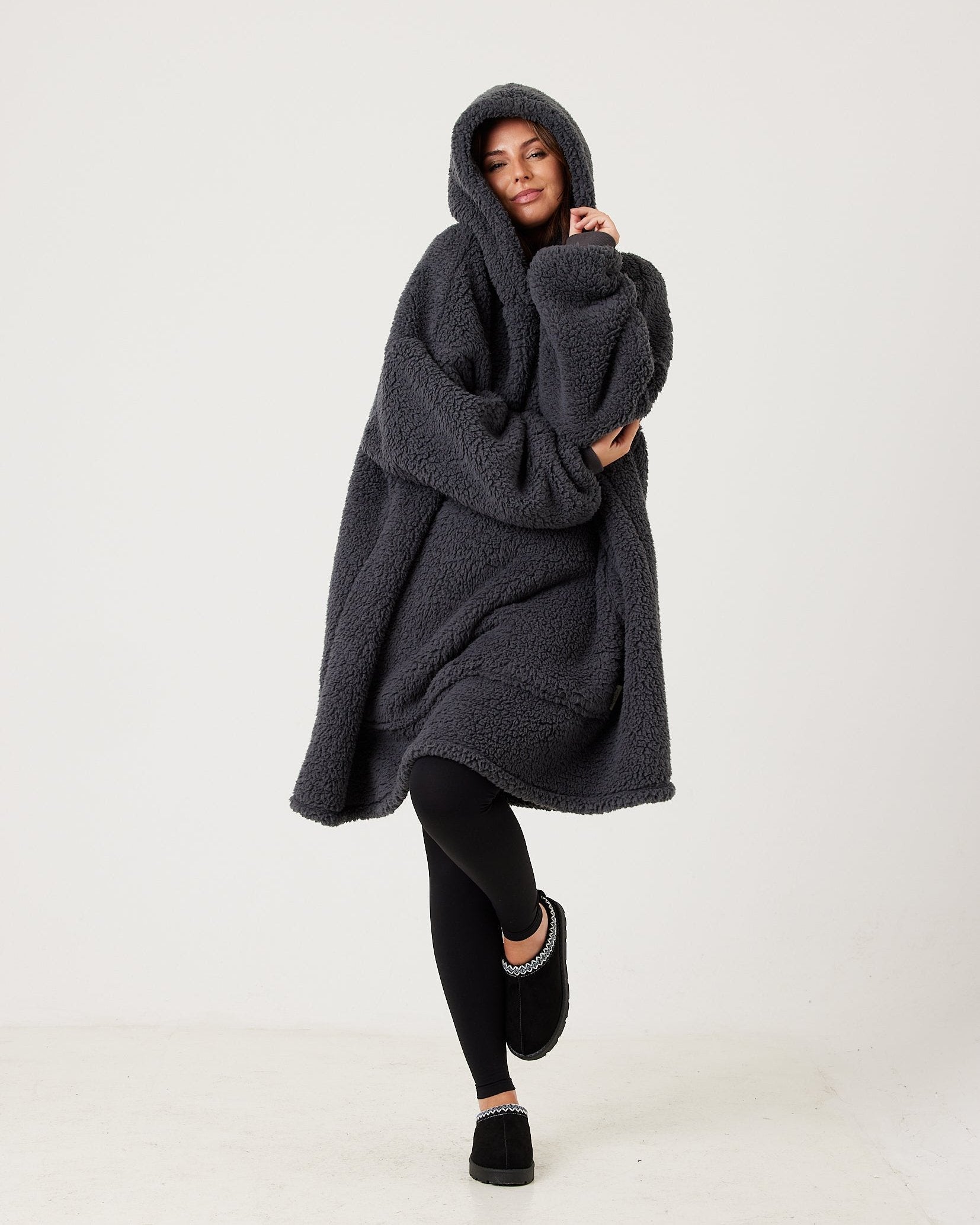 Charcoal Grey Hooded Blanket