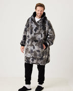 Kids Grey Camo Hooded Blanket