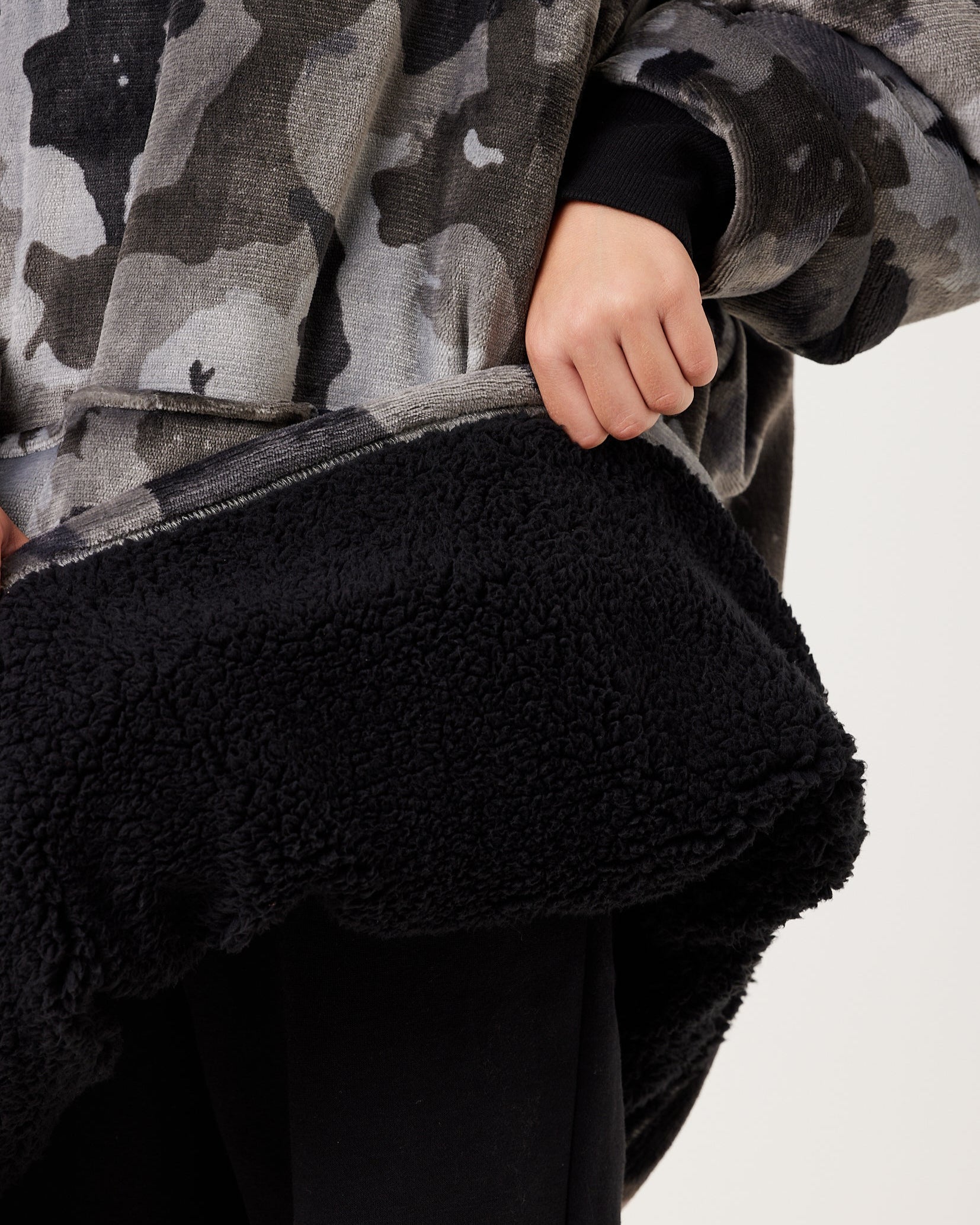 Kids Grey Camo Hooded Blanket