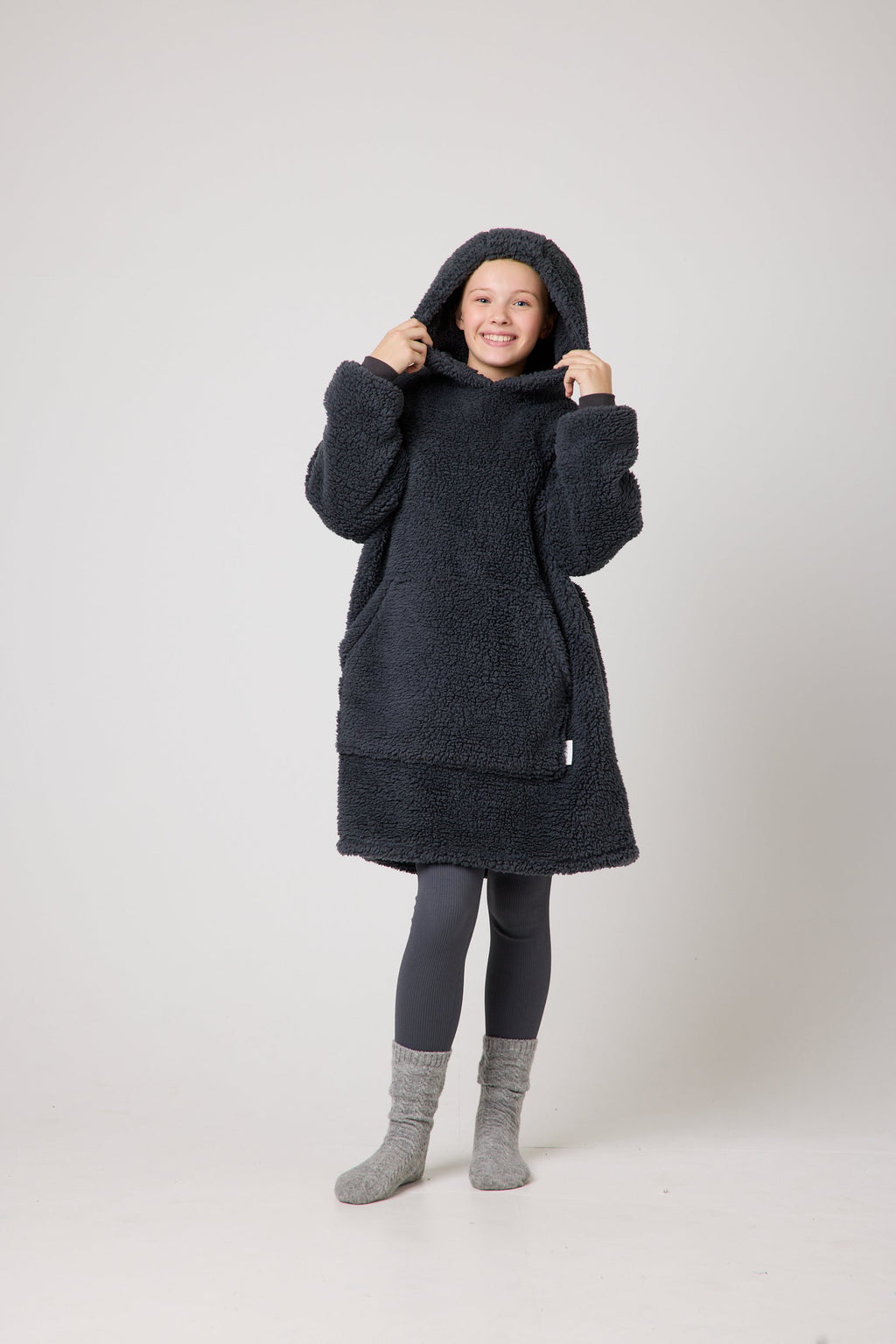 Kids Charcoal Grey Hooded Blanket