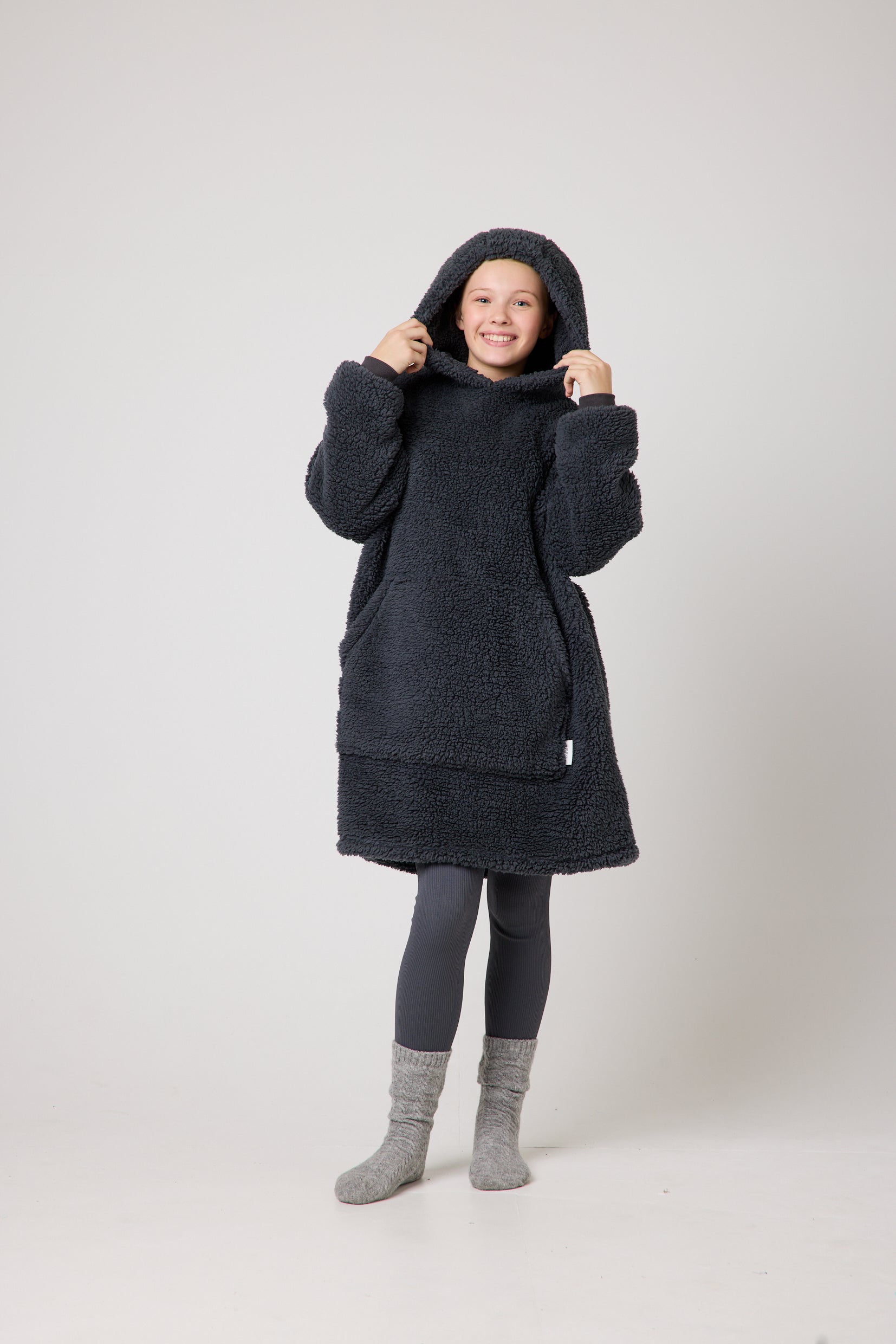 Kids Charcoal Grey Hooded Blanket