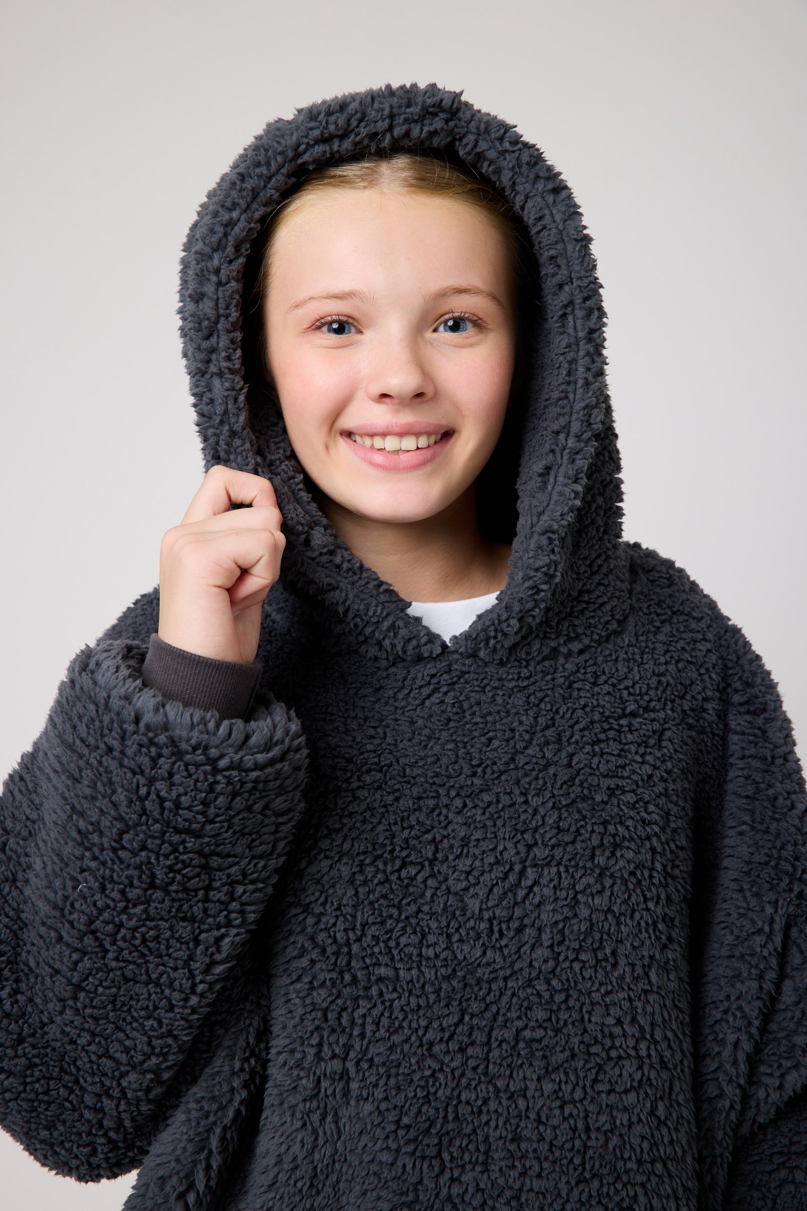 Kids Charcoal Grey Hooded Blanket