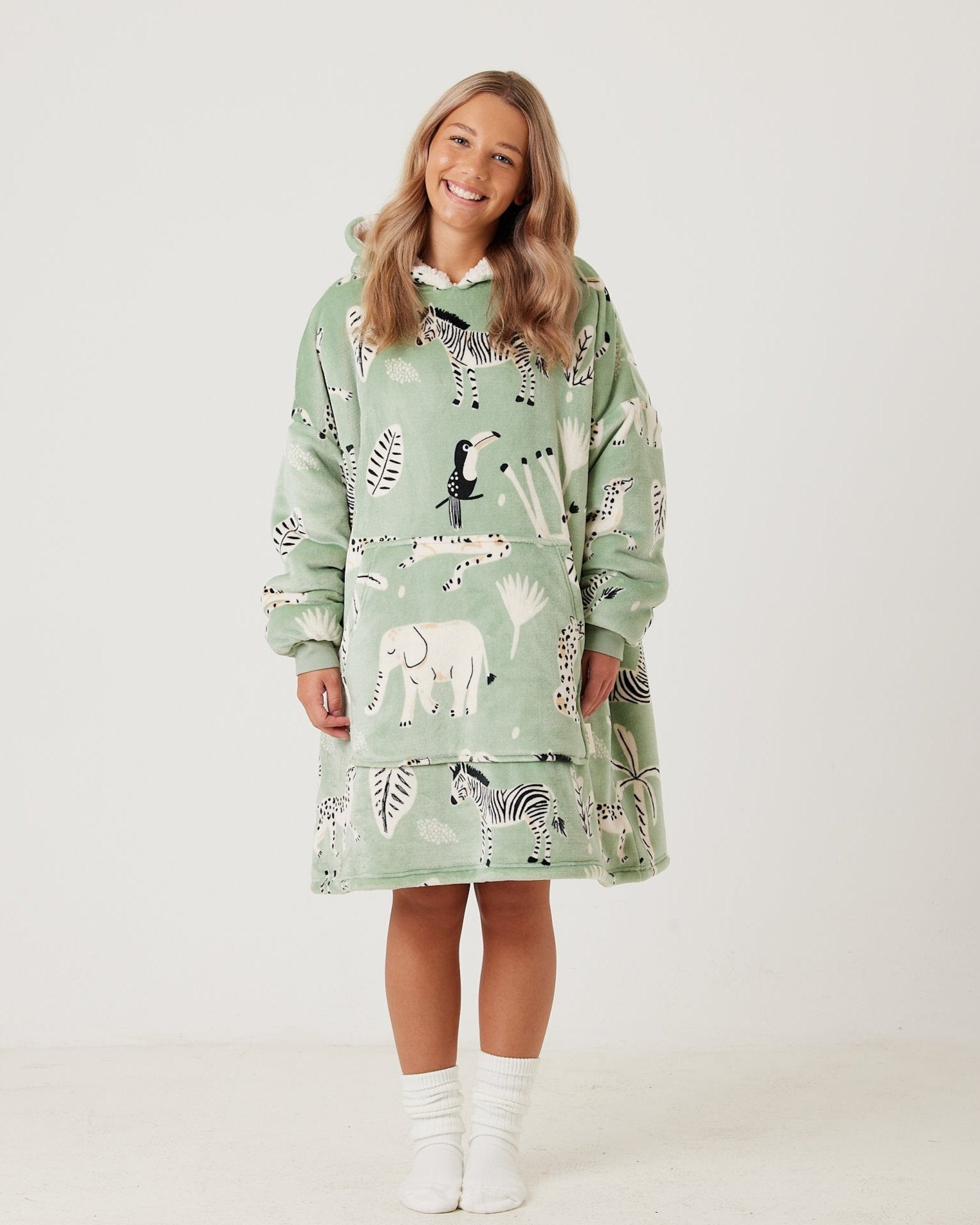 Kids Safari Animal Hooded Blanket