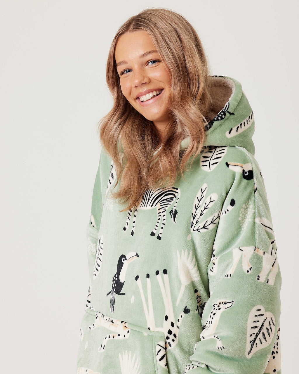 Kids Safari Animal Hooded Blanket